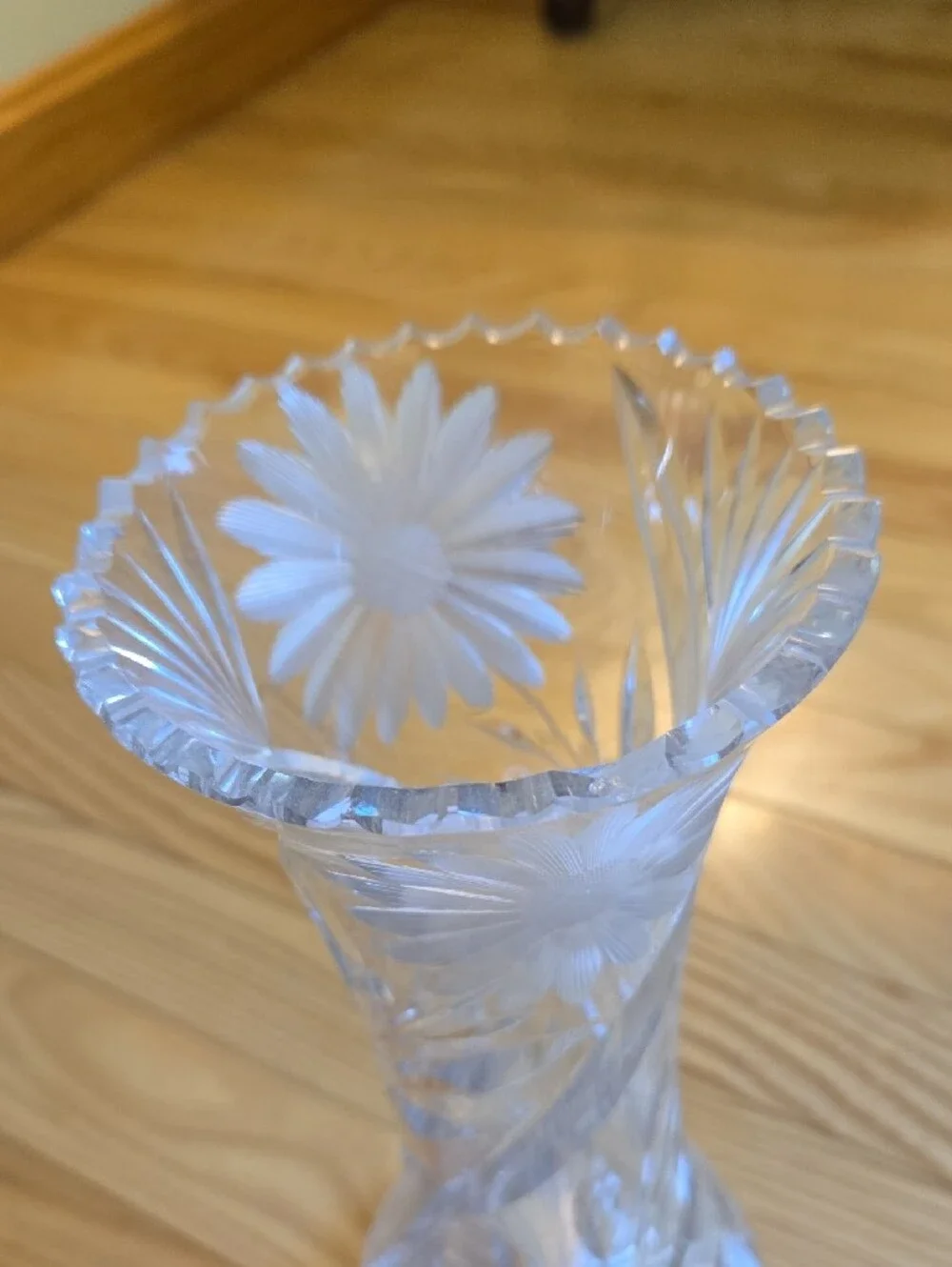 Clear Cut-Glass Floral Vase